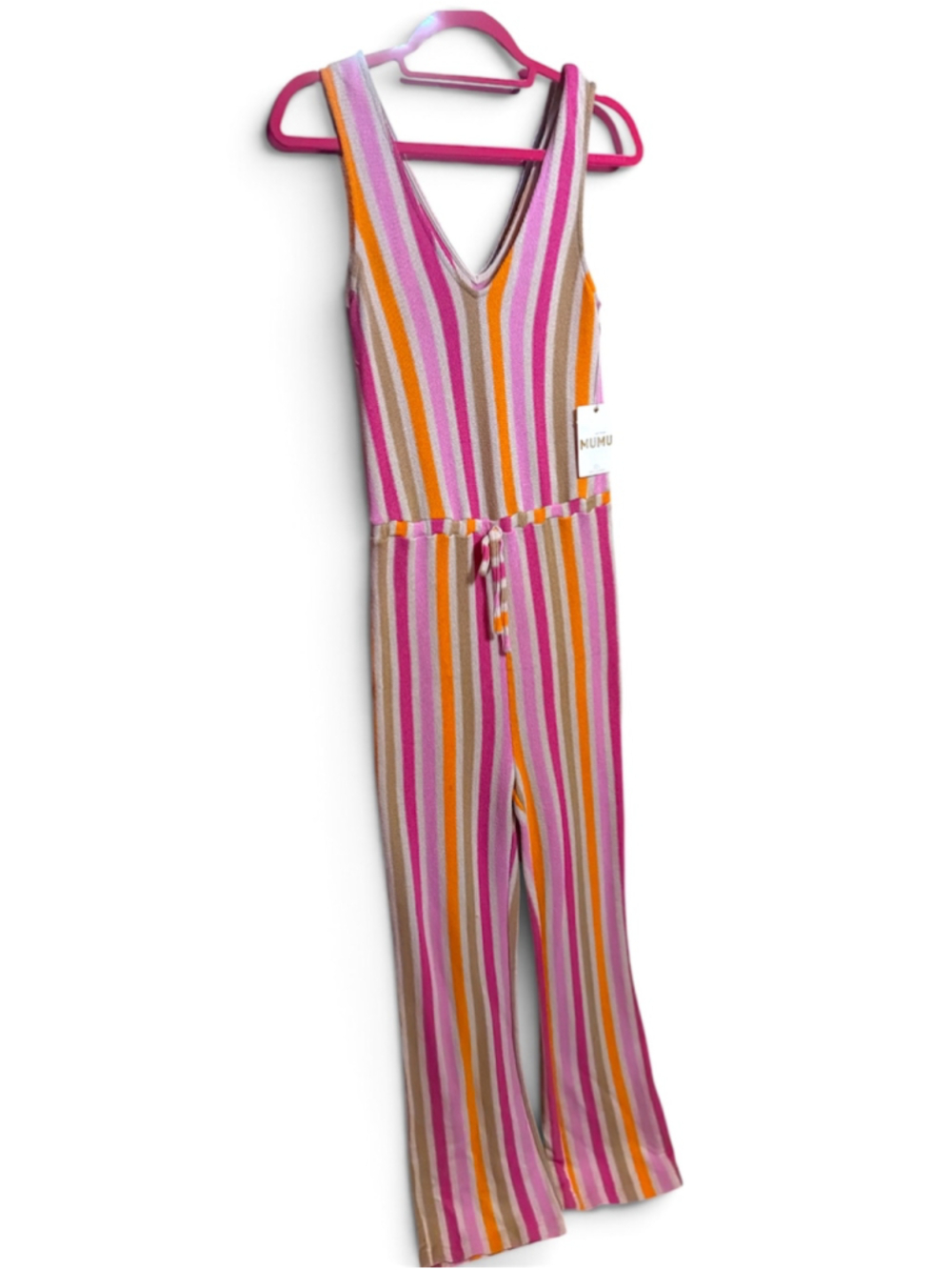 Show Me Your Mumu Striped Jumpsuit Size S Pink Orange